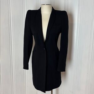 ZARA Woman Black Wool-Blend Structured Blazer Coat – Size M